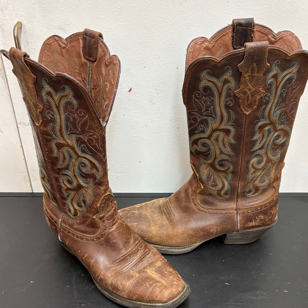 Justin Boots Brown Leather Western Heeled Cowboy Boots